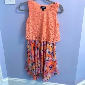 Girls size 14 (XL) colorful dress (mostly orange colored)